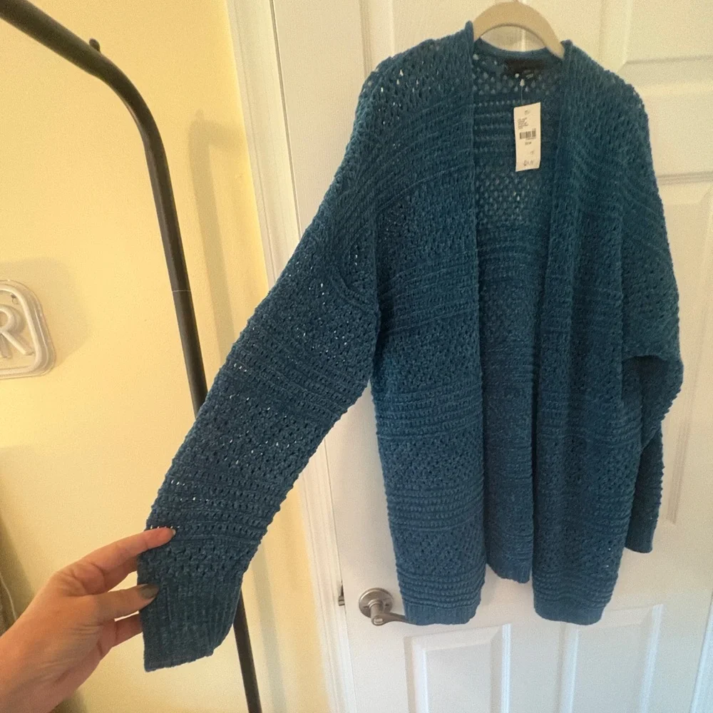 NWT, Lane Bryant Cozy Teal Open Front Cardigan, Sz. 22/24. - Picture 2 of 6